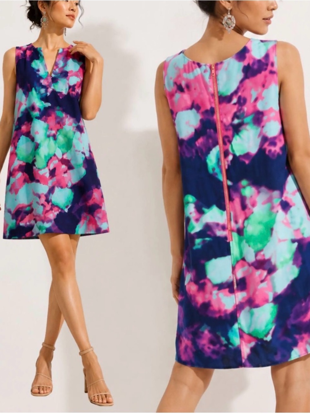 kate spade Multicolor Tie-Dye Shift Dress - Navy, Pink, Teal